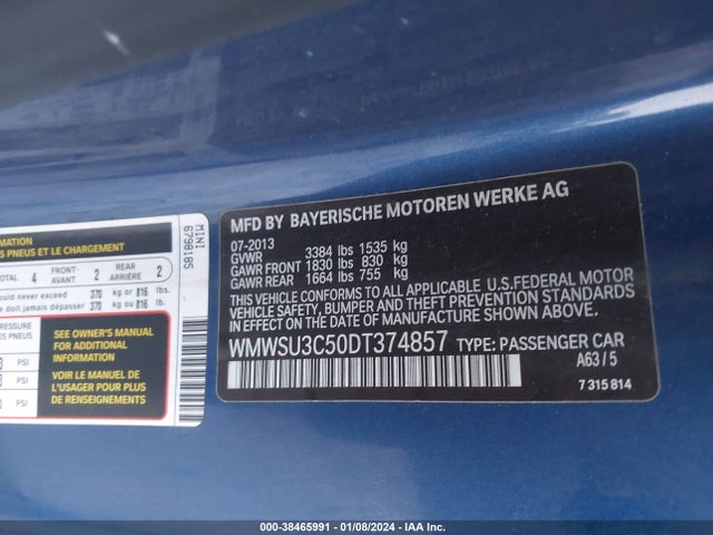 2013 MINI HARDTOP WMWSU3C50DT374857 Photo 8