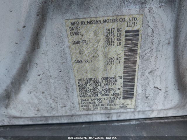 1N4AL3AP5GC123977 Nissan Altima 2.5 Sv