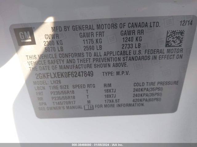 GMC Terrain Slt-1 2015 2GKFLXEK0F6247849 Image 9