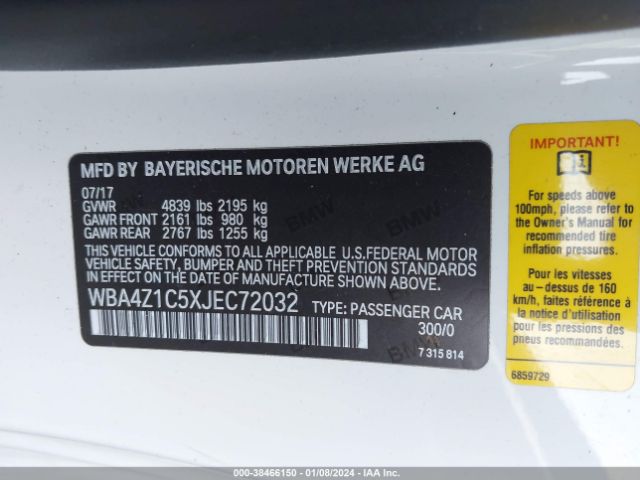 WBA4Z1C5XJEC72032 BMW 430I