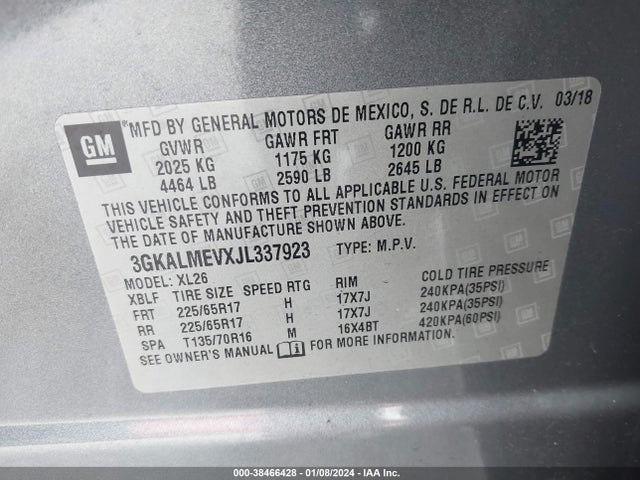GMC Terrain Sle 2018 3GKALMEVXJL337923 Image 9