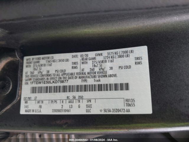 1FTEW1E50LKD75877 Ford F-150 Xlt