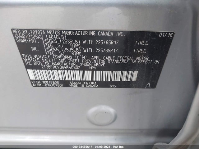 Toyota RAV4 LE 2016 2T3BFREV3GW440607 Image 9