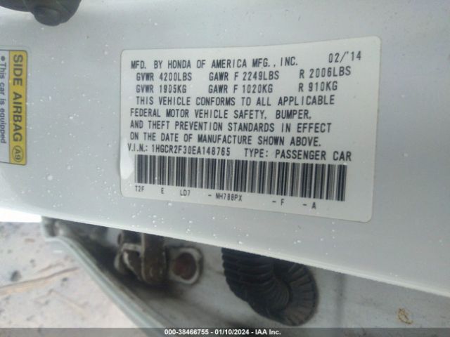 1HGCR2F30EA148765 Honda ACCORD LX
