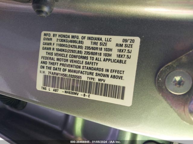 7FARW1H56LE020565 Honda Cr-v 2wd Ex