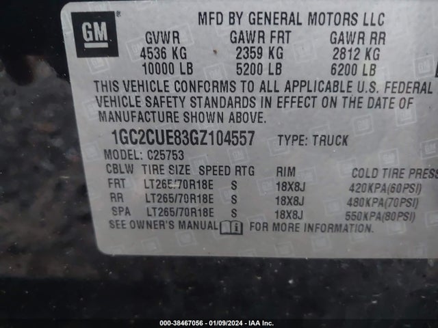 Chevrolet Silverado 2500hd Wt 2016 1GC2CUE83GZ104557 Image 9