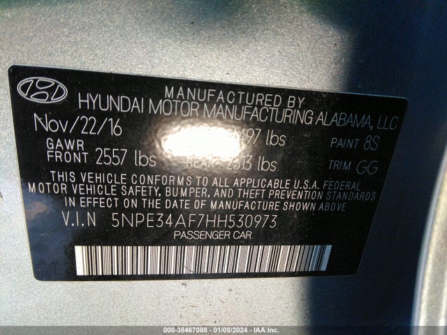 5NPE34AF7HH530973 Hyundai Sonata Limited