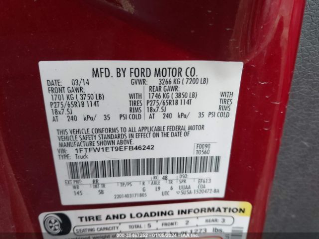 1FTFW1ET9EFB46242 Ford F-150 Fx4