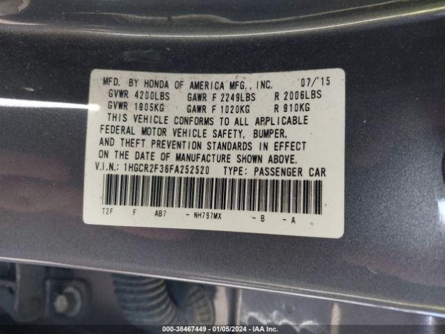 1HGCR2F36FA252520 Honda ACCORD LX