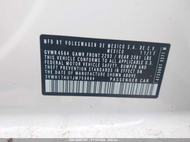 3VWH17AU1JM759844 Volkswagen Golf Alltrack Tsi S/tsi Se/tsi Sel