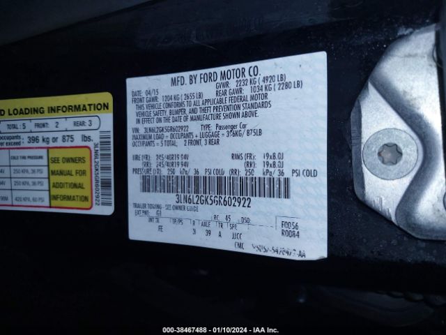 3LN6L2GK5GR602922 Lincoln MKZ