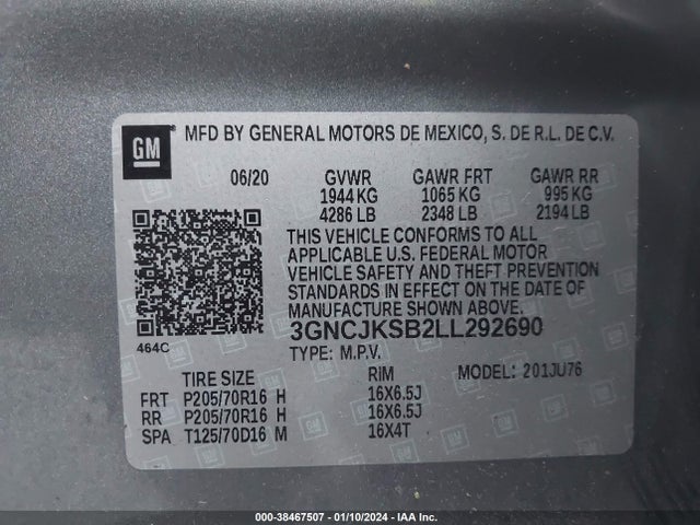 Chevrolet Trax Fwd Ls 2020 3GNCJKSB2LL292690 Image 9