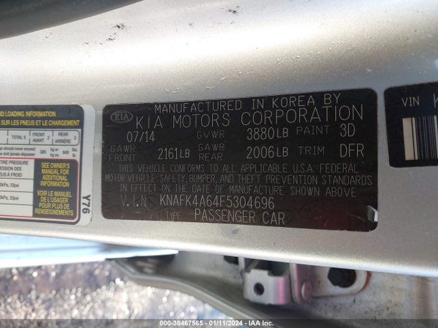 KIA FORTE LX 2015 KNAFK4A64F5304696 Image 9