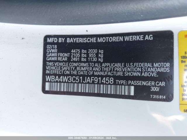 WBA4W3C51JAF91458 BMW 430I