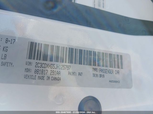 2C3CDXHG5JH125797 Dodge Charger Sxt Plus Rwd