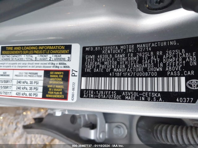 Toyota CAMRY SE 2015 4T1BF1FK7FU008700 Image 9