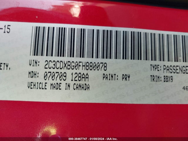Dodge Charger Se 2015 2C3CDXBG0FH880078 Image 9