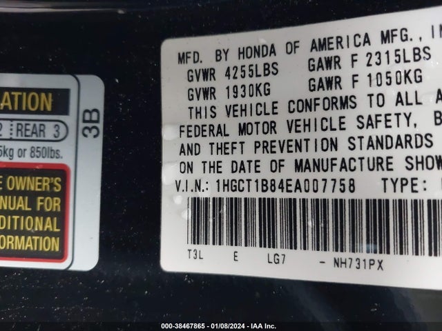 Honda Accord Ex-l 2014 1HGCT1B84EA007758 Image 9