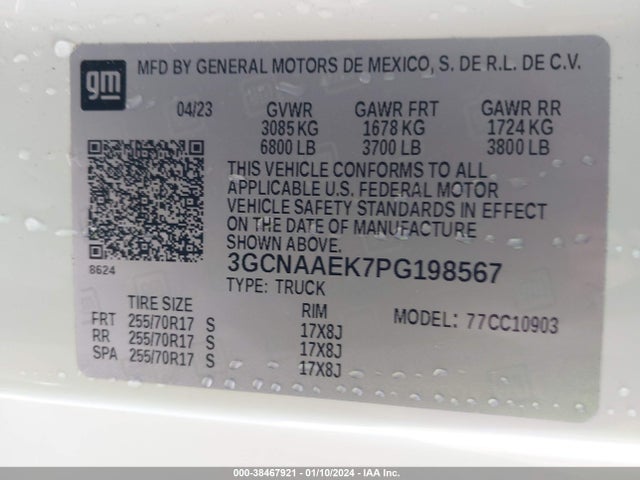 Chevrolet Silverado 1500 2wd Regular Cab Long Bed Wt 2023 3GCNAAEK7PG198567 Image 9