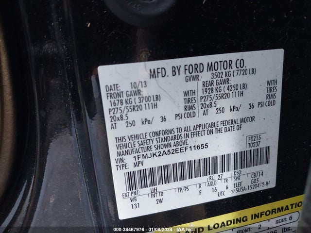 1FMJK2A52EEF11655 Ford Expedition El Limited