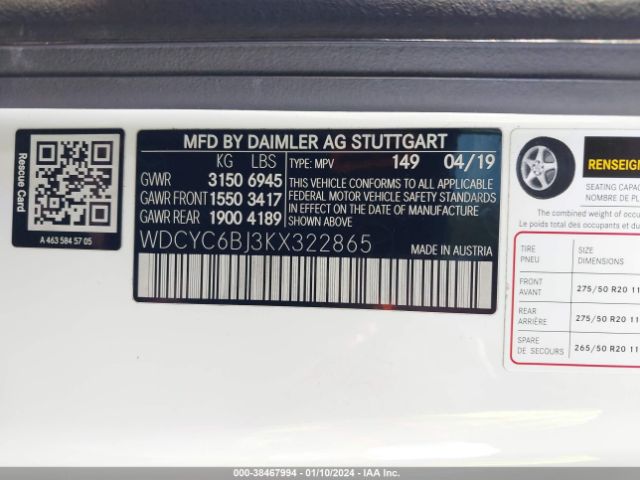 WDCYC6BJ3KX322865 Mercedes-Benz G 550 4matic