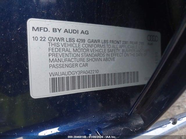 WAUAUDGY3PA042210 Audi A3 Premium 40 Tfsi Front-wheel Drive S Tronic