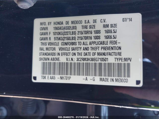 Honda CR-V LX 2014 3CZRM3H38EG710501 Image 9