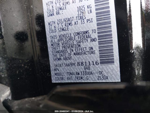 5N1BT3AA9PC881116 Nissan Rogue S Fwd