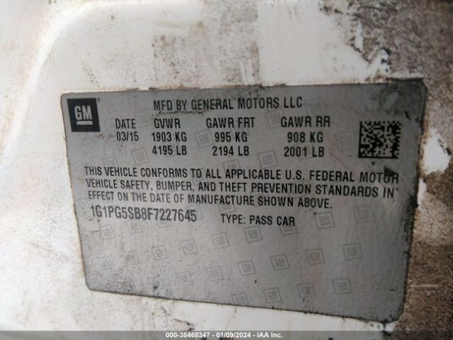 1G1PG5SB8F7227645 Chevrolet CRUZE LTZ