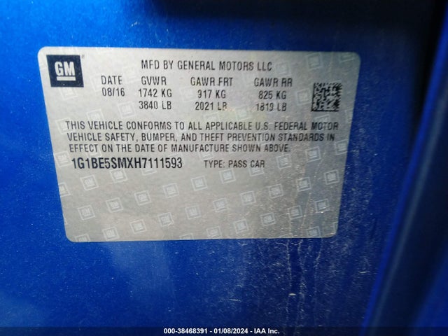 Chevrolet Cruze Lt Auto 2017 1G1BE5SMXH7111593 Image 9