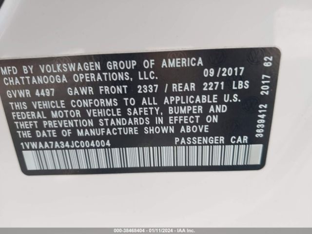 1VWAA7A34JC004004 Volkswagen Passat 2.0t R-line/2.0t S