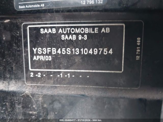 2003 SAAB 9-3 YS3FB45S131049754 Photo 8