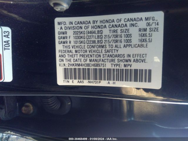 2HKRM4H38EH689751 Honda CR-V LX