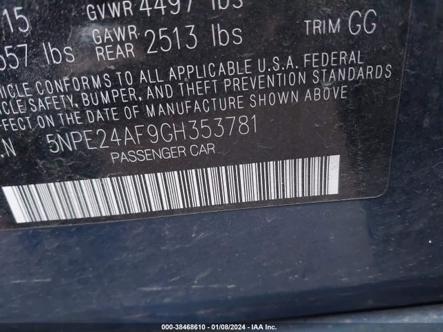 Hyundai SONATA SE 2016 5NPE24AF9GH353781 Image 9