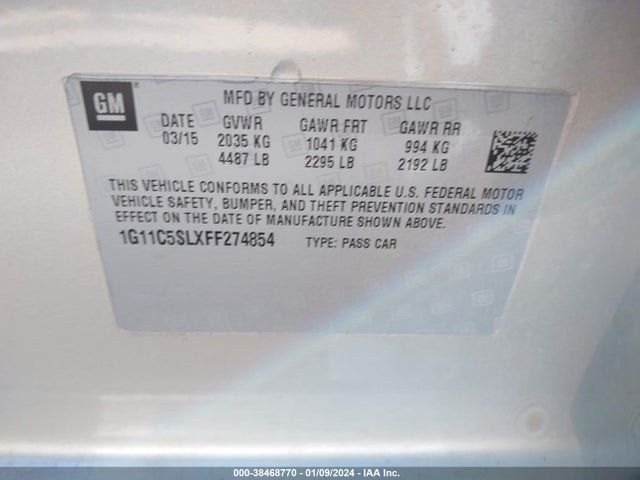 Chevrolet MALIBU 1LT 2015 1G11C5SLXFF274854 Image 9