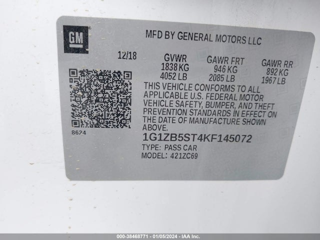 Chevrolet Malibu 1ls 2019 1G1ZB5ST4KF145072 Image 9