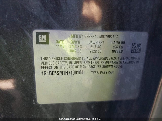 Chevrolet Cruze Lt Auto 2017 1G1BE5SM1H7190104 Image 9