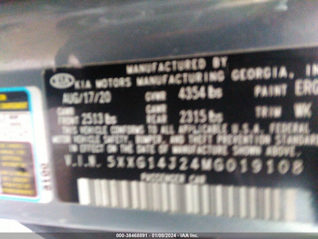 5XXG14J24MG019108 KIA K5 LXS