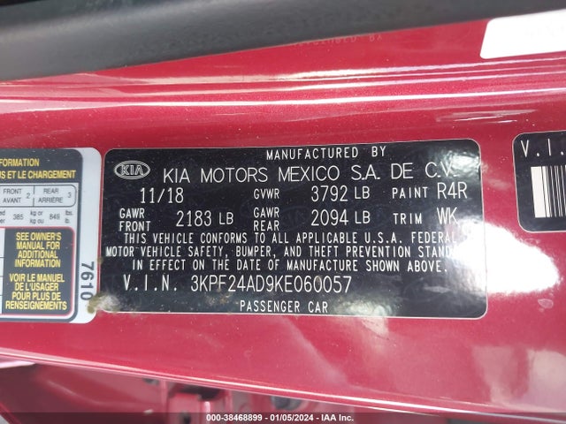 KIA Forte Lxs 2019 3KPF24AD9KE060057 Image 9