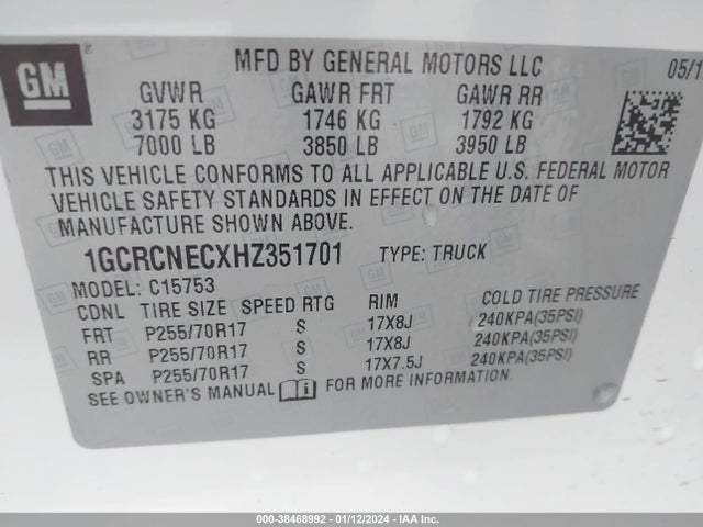 Chevrolet Silverado 1500 Wt 2017 1GCRCNECXHZ351701 Image 9