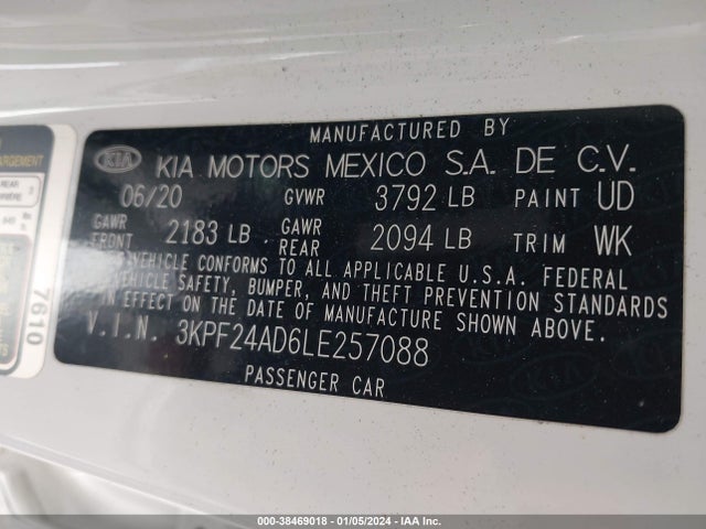 KIA Forte Lxs 2020 3KPF24AD6LE257088 Image 9