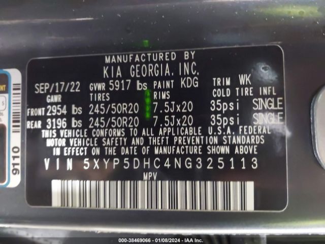 5XYP5DHC4NG325113 KIA Telluride Sx