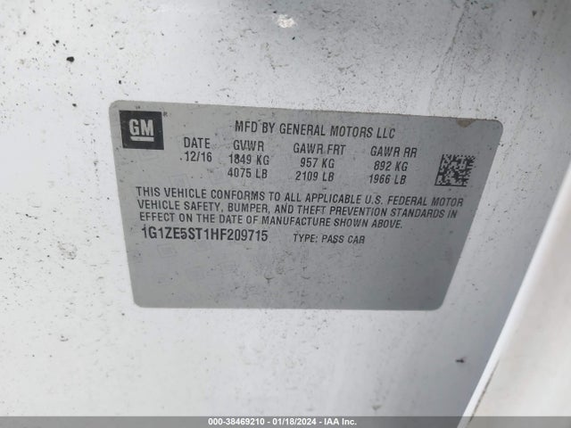 Chevrolet MALIBU 1LT 2017 1G1ZE5ST1HF209715 Image 9