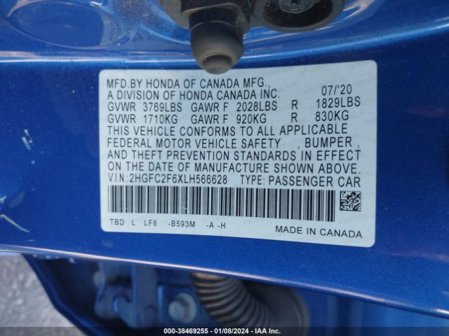 2HGFC2F6XLH566628 Honda Civic Lx