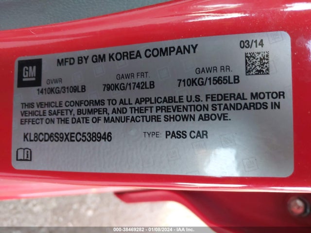 Chevrolet Spark 1lt Auto 2014 KL8CD6S9XEC538946 Image 9
