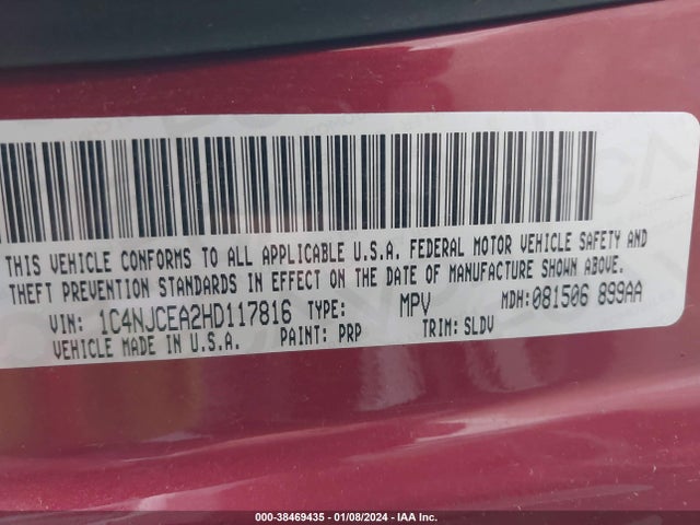 1C4NJCEA2HD117816 Jeep Compass High Altitude Fwd