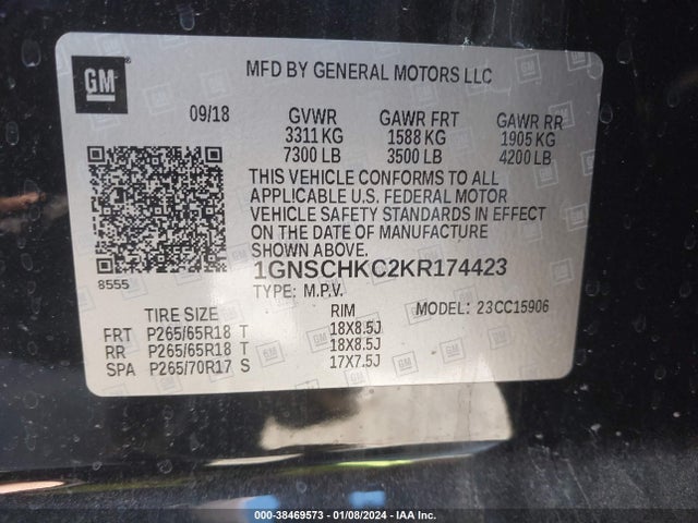 Chevrolet Suburban Lt 2019 1GNSCHKC2KR174423 Image 9