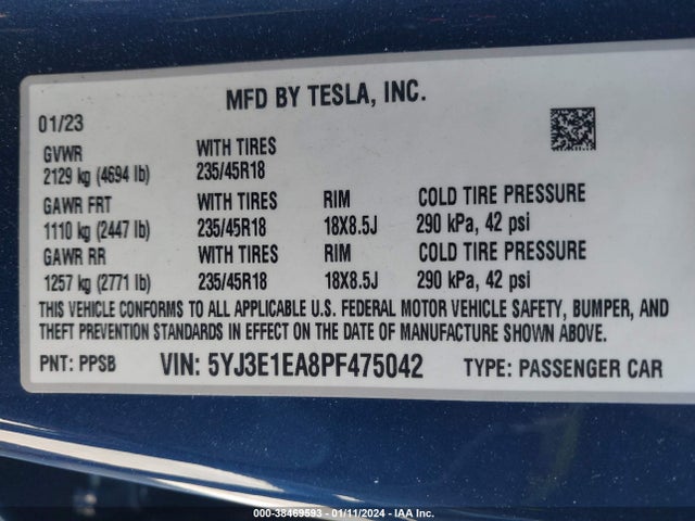 2023 TESLA MODEL 3 5YJ3E1EA8PF475042 Photo 8