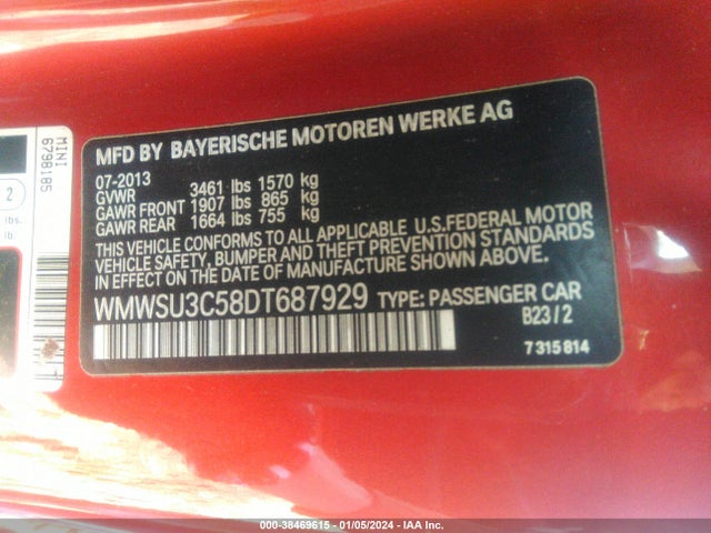 2013 MINI HARDTOP WMWSU3C58DT687929 Photo 8
