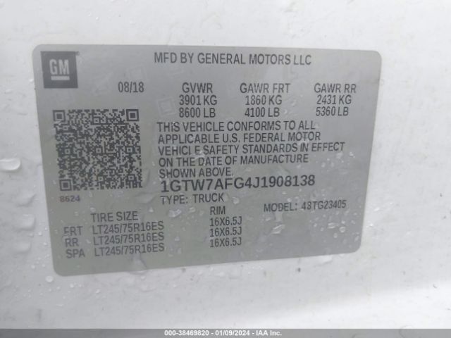 1GTW7AFG4J1908138 GMC Savana 2500 Work Van